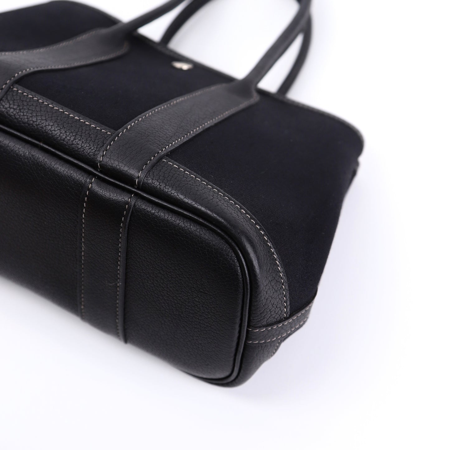 Hermes Garden Party TTPM Handbag in Black Buffalo/Canvas 2004, corner2