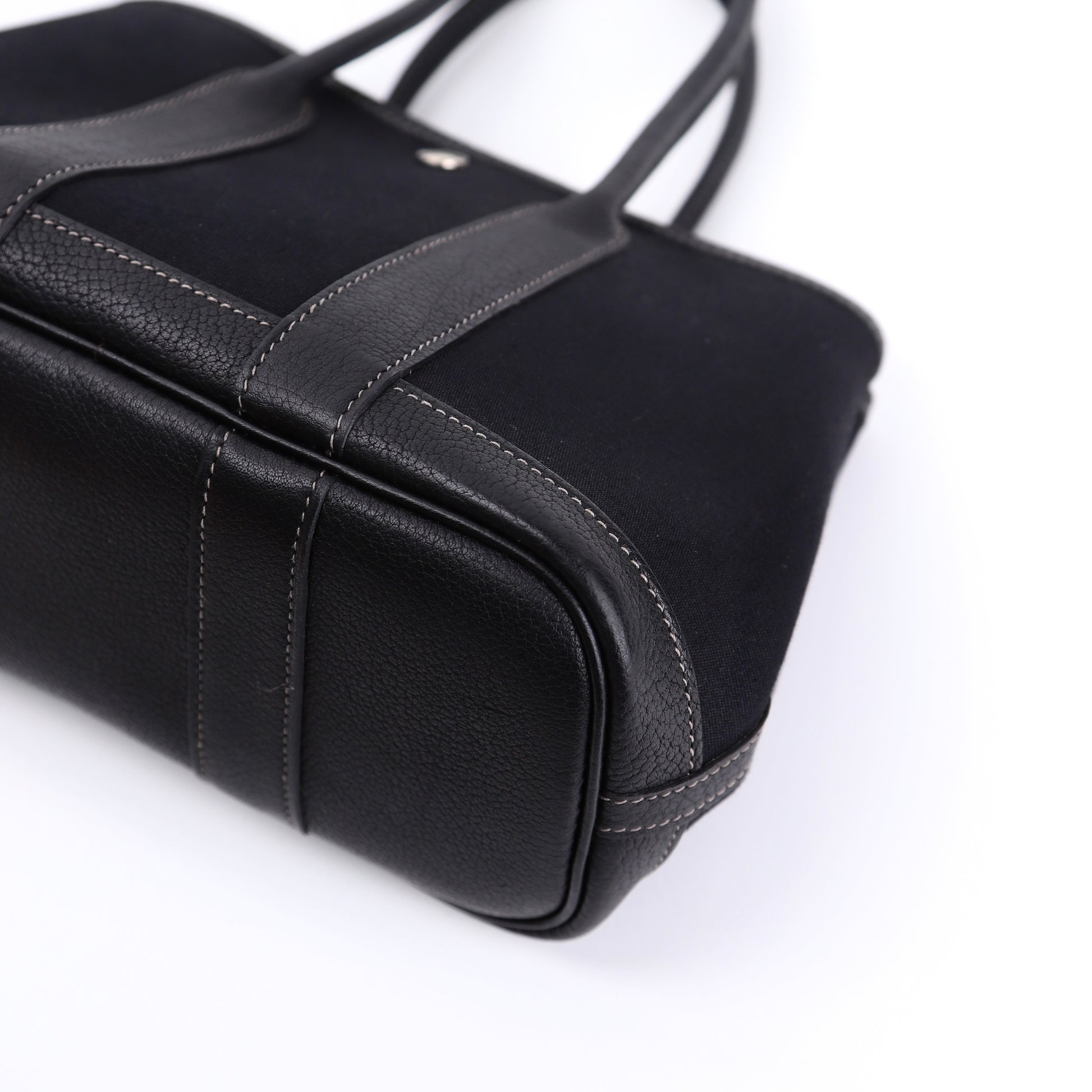 Hermes Garden Party TTPM Handbag in Black Buffalo/Canvas 2004, corner2