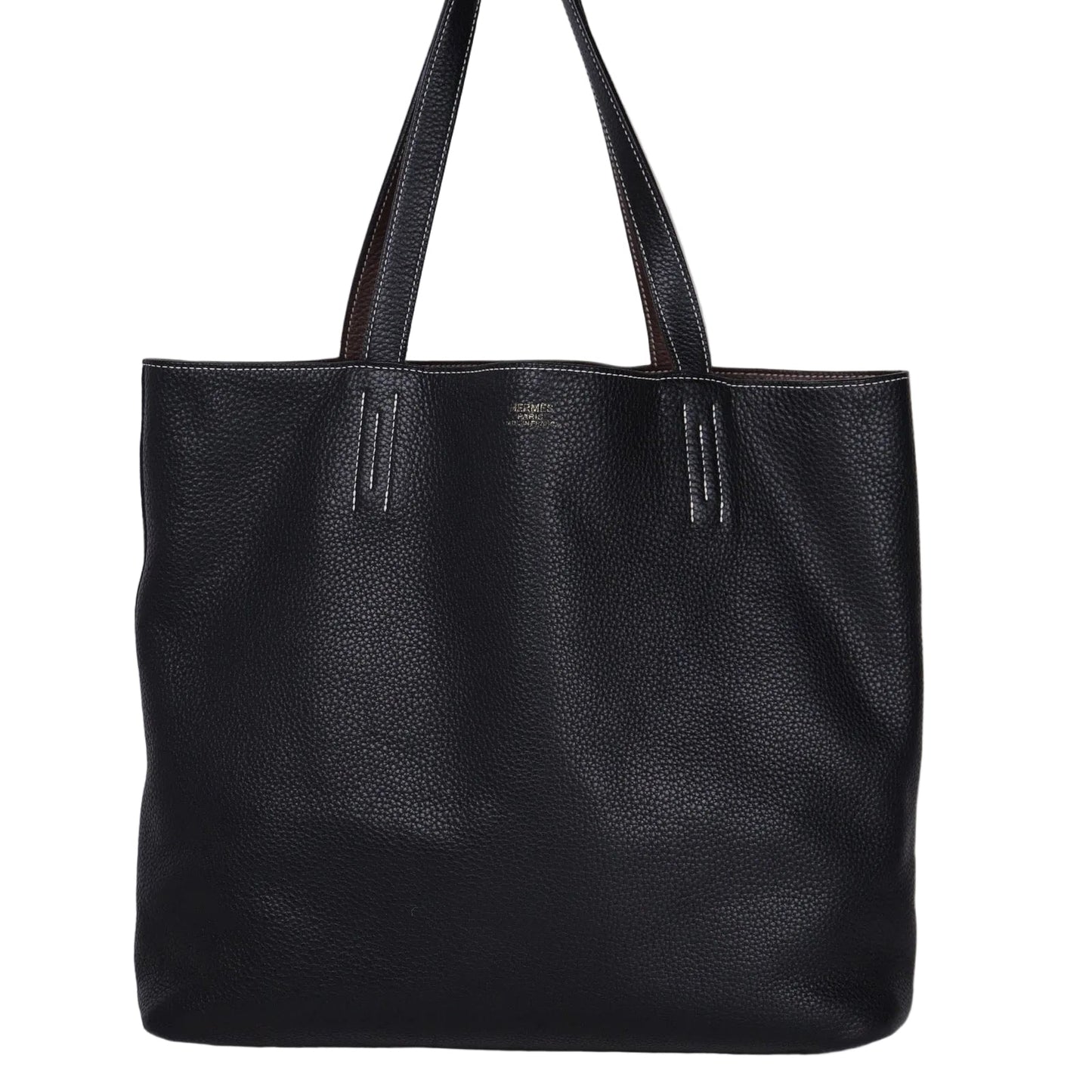 Hermes｜ Double Sens shoulder bag reversible Tote bag Black/Chocolate Togo 2013