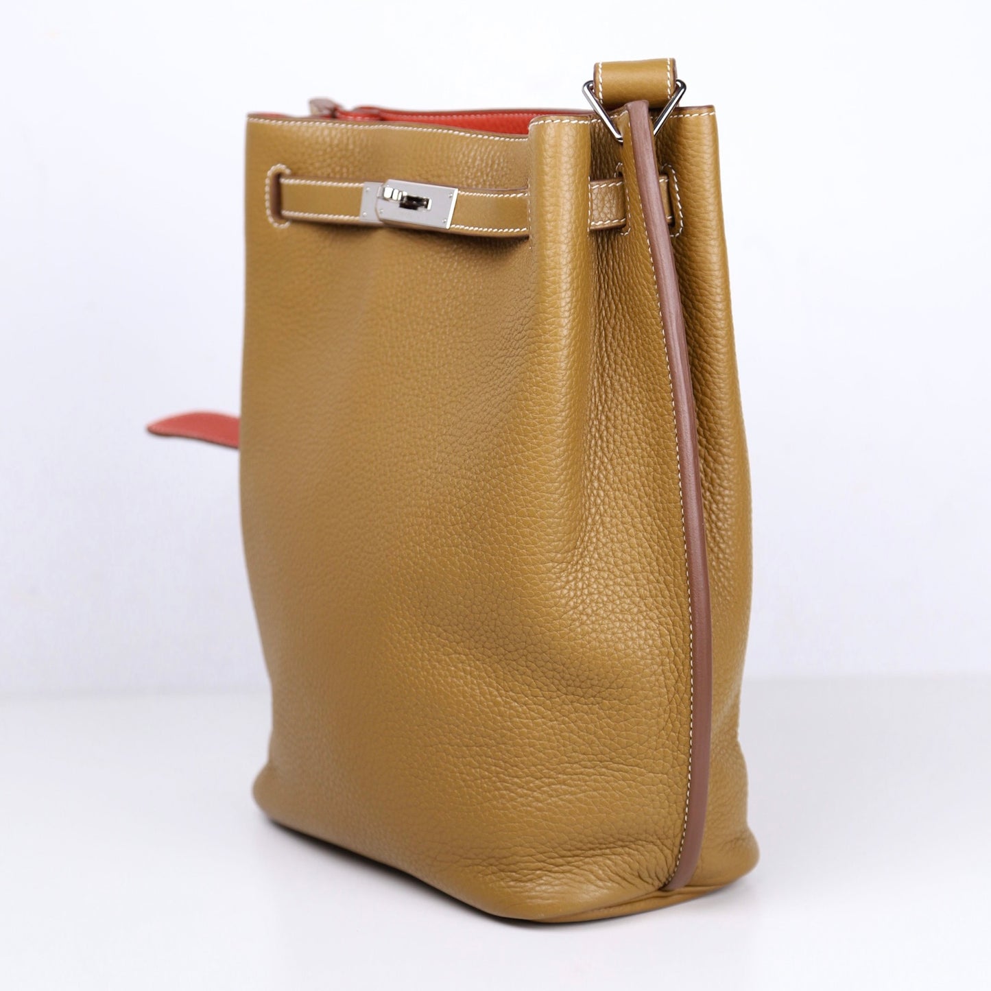 Hermes｜ So Kelly 22 Handbag Kraft/Sanguine Taurillon Clemence 2011