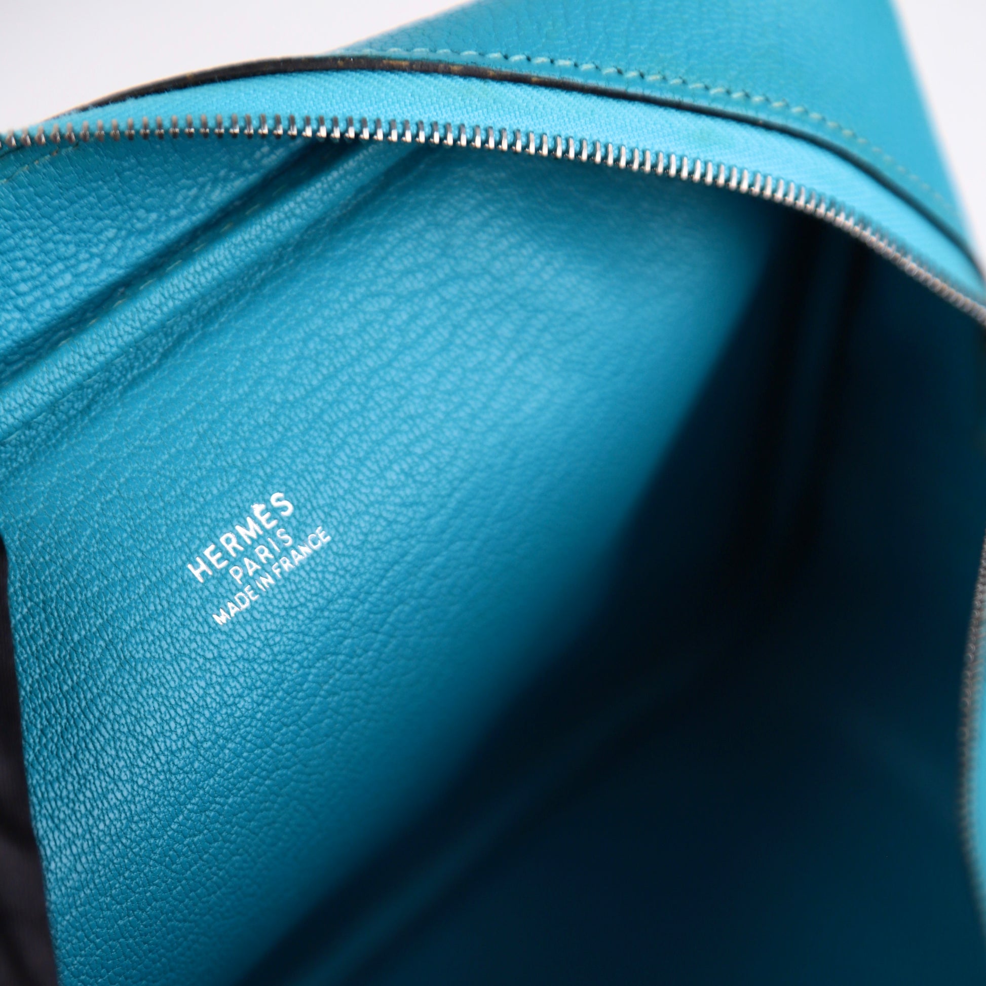 Hermes Plume Mini Handbag in Turquoise Chevre 2004,logo