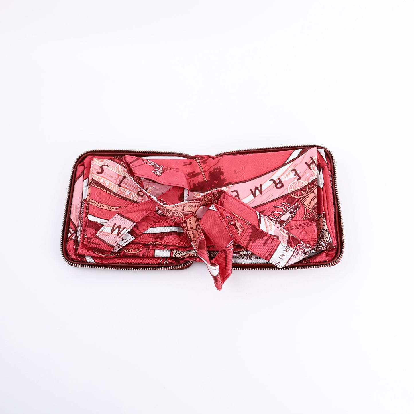 Hermes Silky Pop Tote Handbag in Rouge H Taurillon Clemence/Silk 2007, upside 