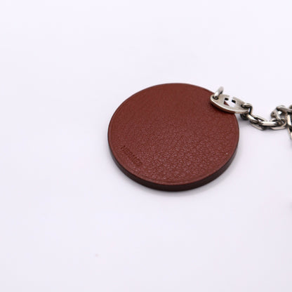 Hermes S925 Chain Bag Charm Dog in Chevre Rouge H, logo