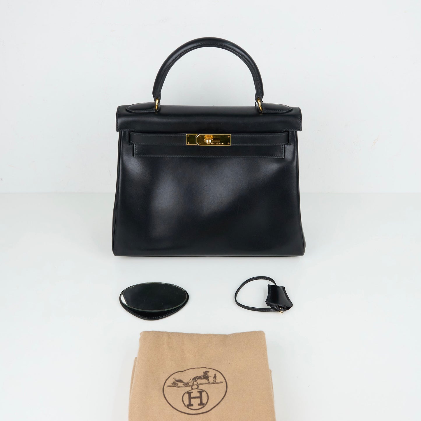 Hermes｜ Kelly 28  Black box calf  Handbag 1994