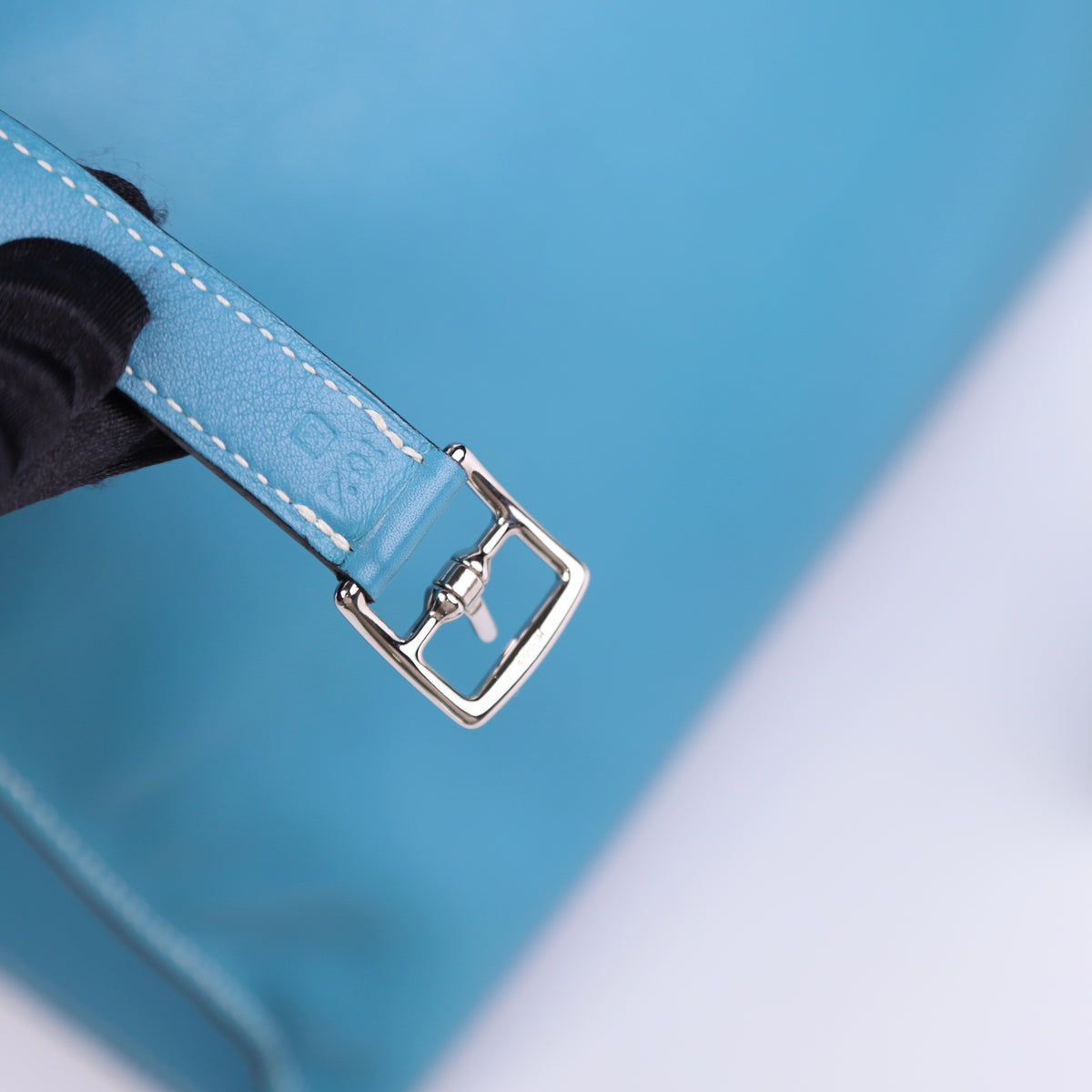 Hermes Kelly Flat 35 in Swift Blue Jean 2007 PHW ,year stamp, square K,2007