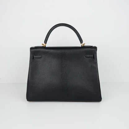 Hermes｜ Kelly 32 Handbag Black Cherve  2003