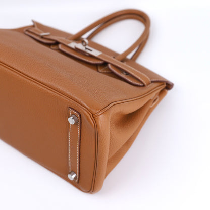 Hermes Birkin 30 Handbag in Togo Gold 2008,corner2