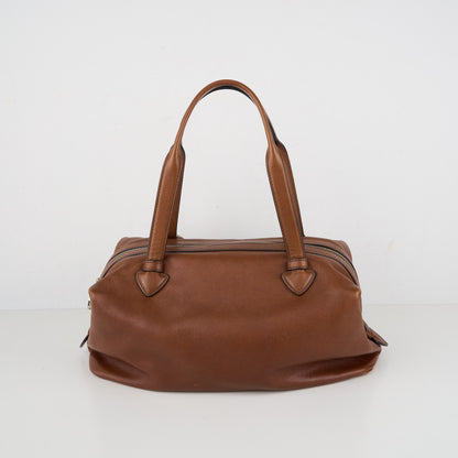 LOEWE｜ Brown Leather Boston Handbag Shoulder bag
