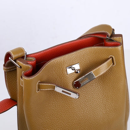 Hermes｜ So Kelly 22 Handbag Kraft/Sanguine Taurillon Clemence 2011