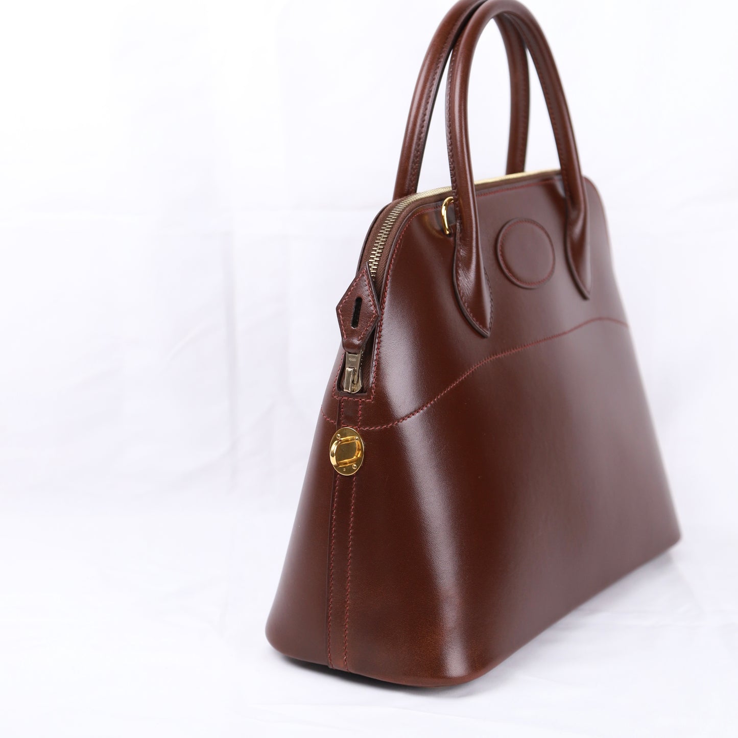 Hermes Bolide 31 Handbag in Box Calf Chocolat 2003，left side