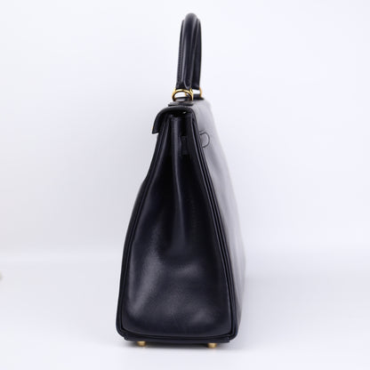Hermes Kelly 32 in Box Calf Blue Marine 2000, right side
