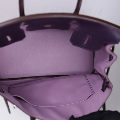 Hermès Birkin 30 Handbag in Chèvre Raisin/Lilas, inside  view 