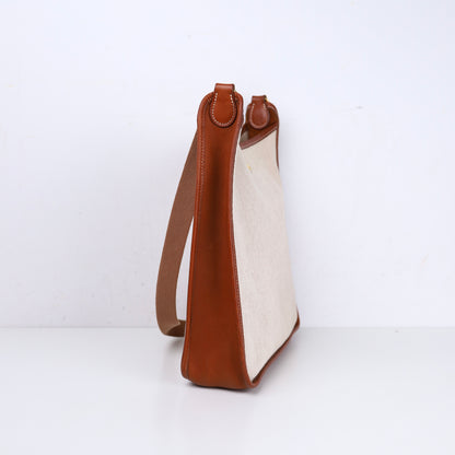 Hermès Vespa Shoulder Bag in Barenia/Toile Fauve 1996,left side view