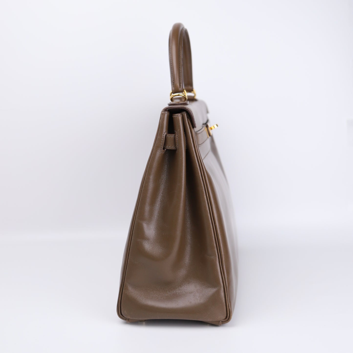 Hermes Kelly 35 Handbag Box Calf Olive Vert 2008, left side