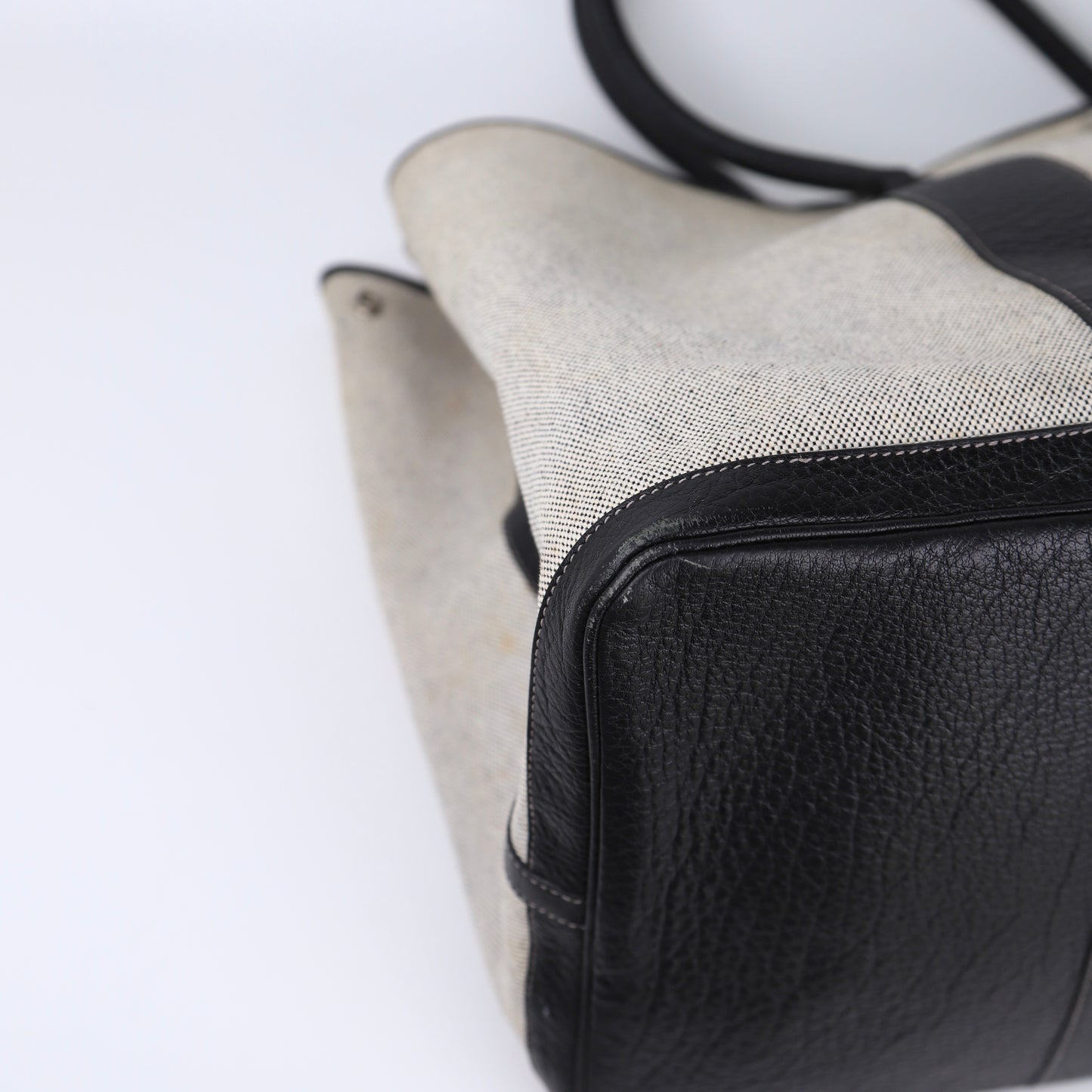 Hermes Garden Party GM Handbag in Buffalo Toile Noir / Naturel 2002, corner1