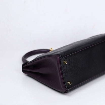 Hermes｜Special Order Kelly 28 Handbag Black/Raisin Cherve 2019