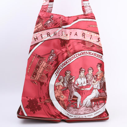 Hermes Silky Pop Tote Handbag in Rouge H Taurillon Clemence/Silk 2007, front view(silk)