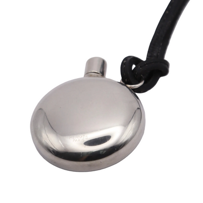 Hermes Sterling Silver Perfume Bottle Pendant Necklace，front view