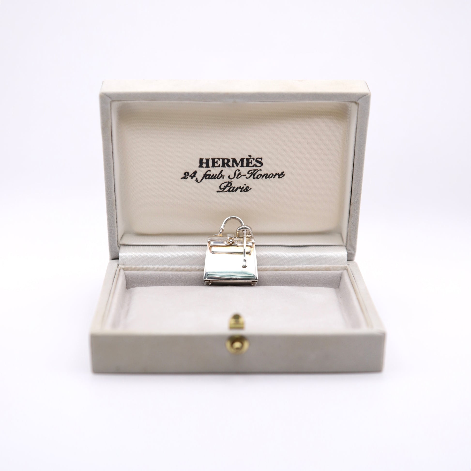 Hermes S925 Silver Kelly Bag Motif Pendant Top，full view