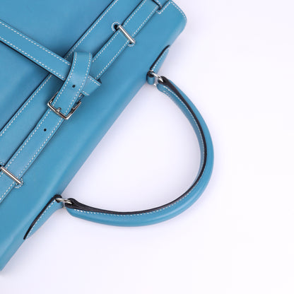 Hermes Kelly Flat 35 in Swift Blue Jean 2007 PHW,handle