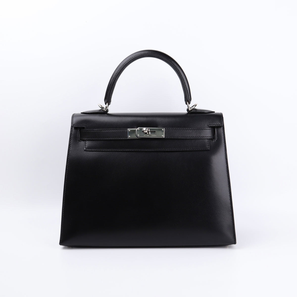Hermes Kelly 28 Handbag in Box Calf Noir（Black）2006 PHW, front view