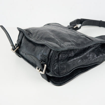 Balenciaga ｜Black messenger shoulder bag Archive city Leather
