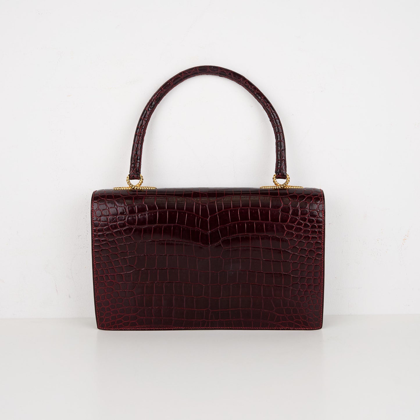 Hermes｜Cordeliere Vintage Handbag Burgundy Crocodile  1982