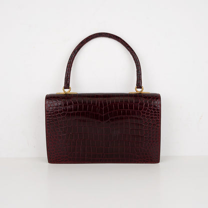 Hermes｜Cordeliere Vintage Handbag Burgundy Crocodile  1982