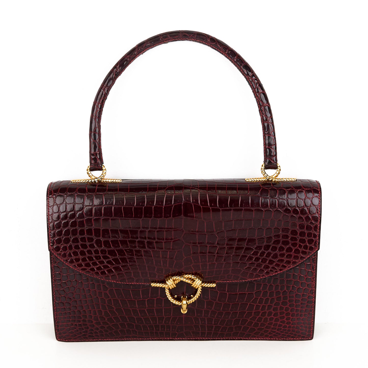 Hermes｜Cordeliere Vintage Handbag Burgundy Crocodile  1982
