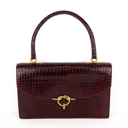 Hermes｜Cordeliere Vintage Handbag Burgundy Crocodile  1982