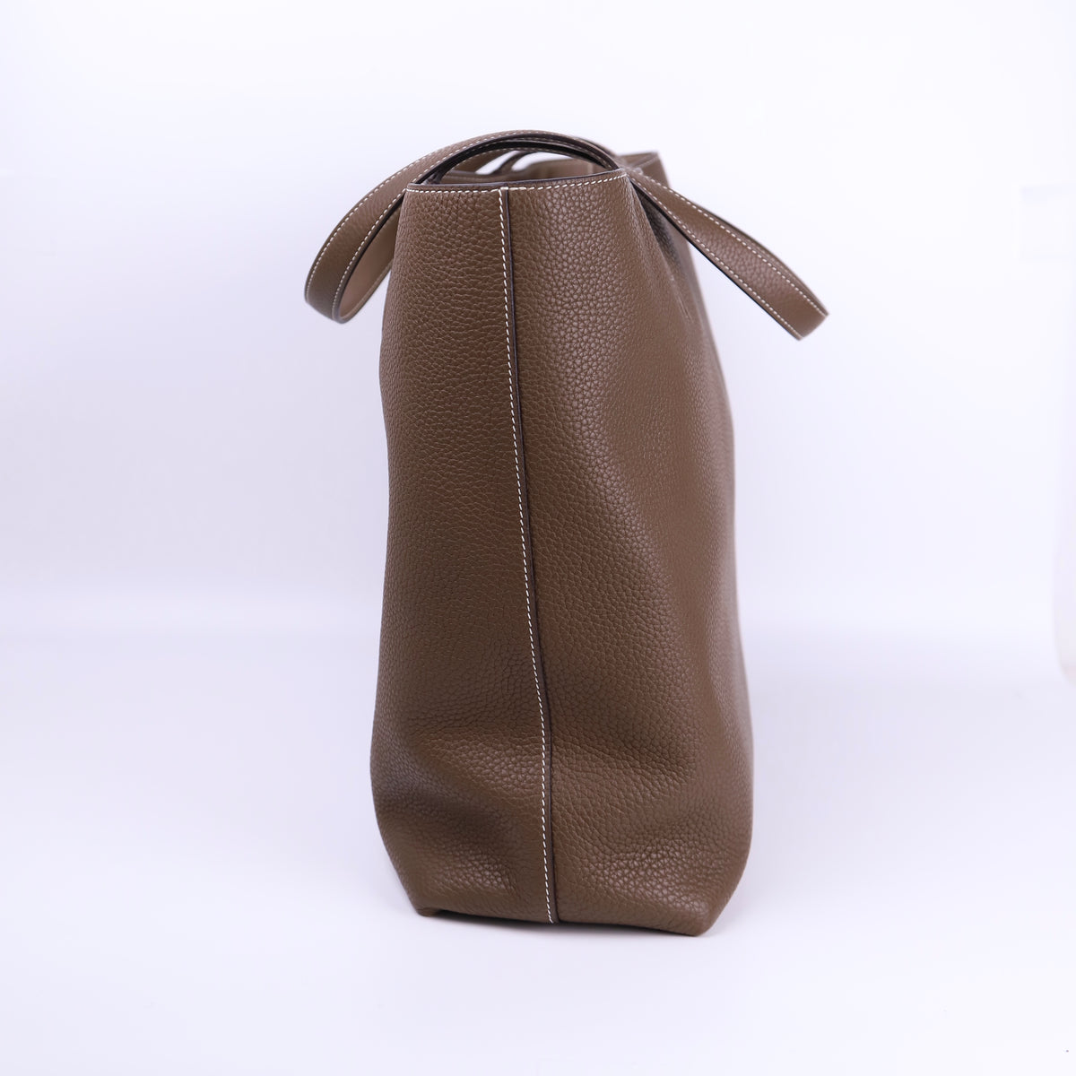 Hermes Double Sens 36 Tote Handbag in Etoupe Taurillon Clemence/Swift 2014, right side