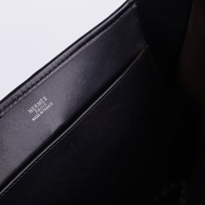 Hermes Evelyne PM in Black Box Calf Toile  2004 PHW