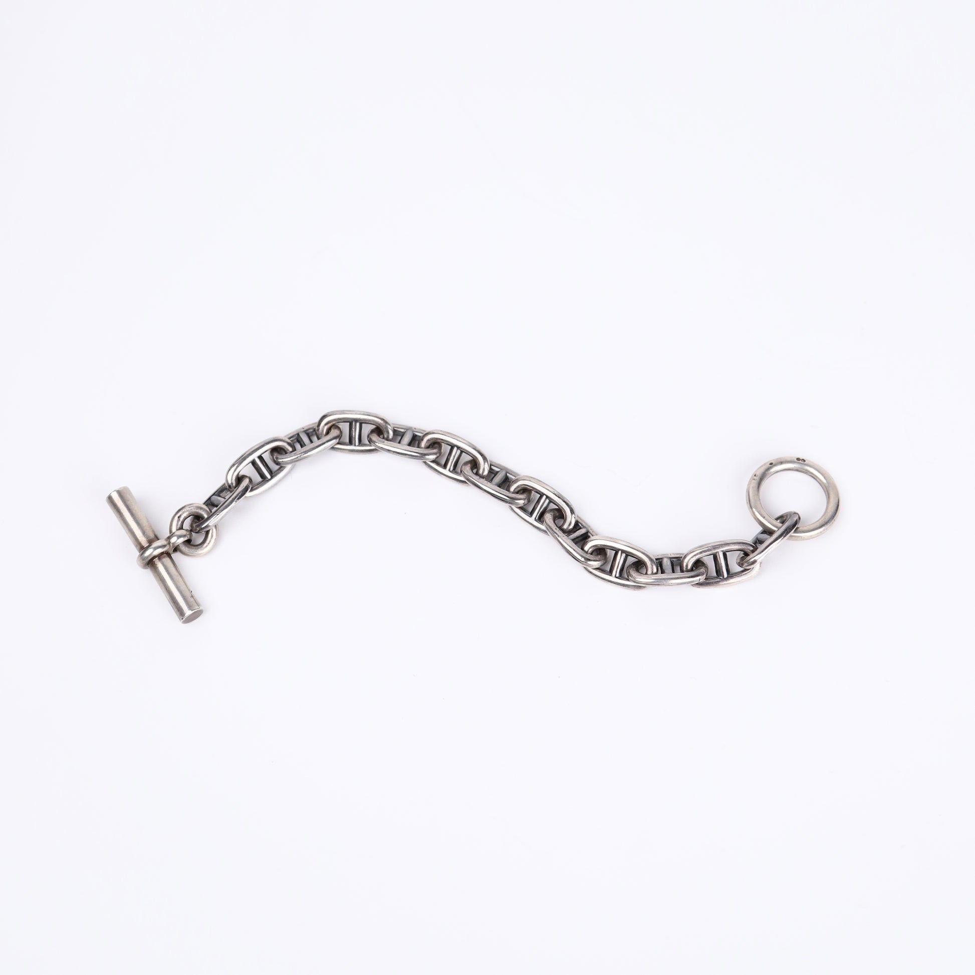 Hermes Sterling Silver Chaine d'Ancre Bag in Box Calf Ebene 1972,chain