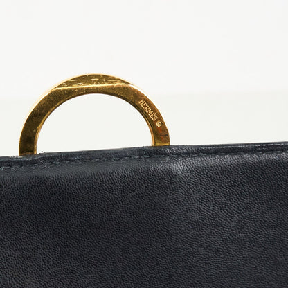 Hermes |Vintage  Ring Shoulder Bag box calf  Black 1991