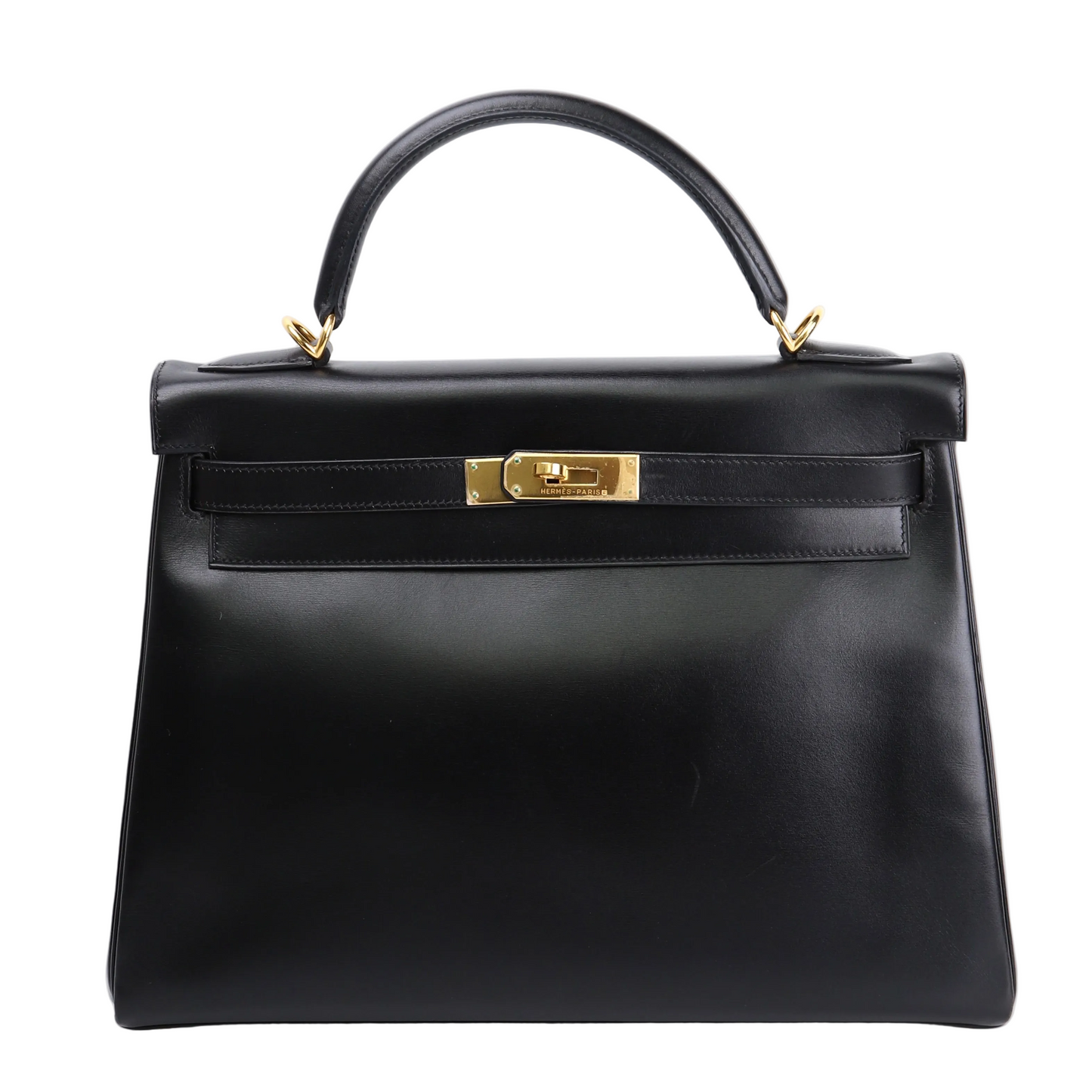 Hermes Kelly 32 Handbag in Box Calf Black 2000, front view