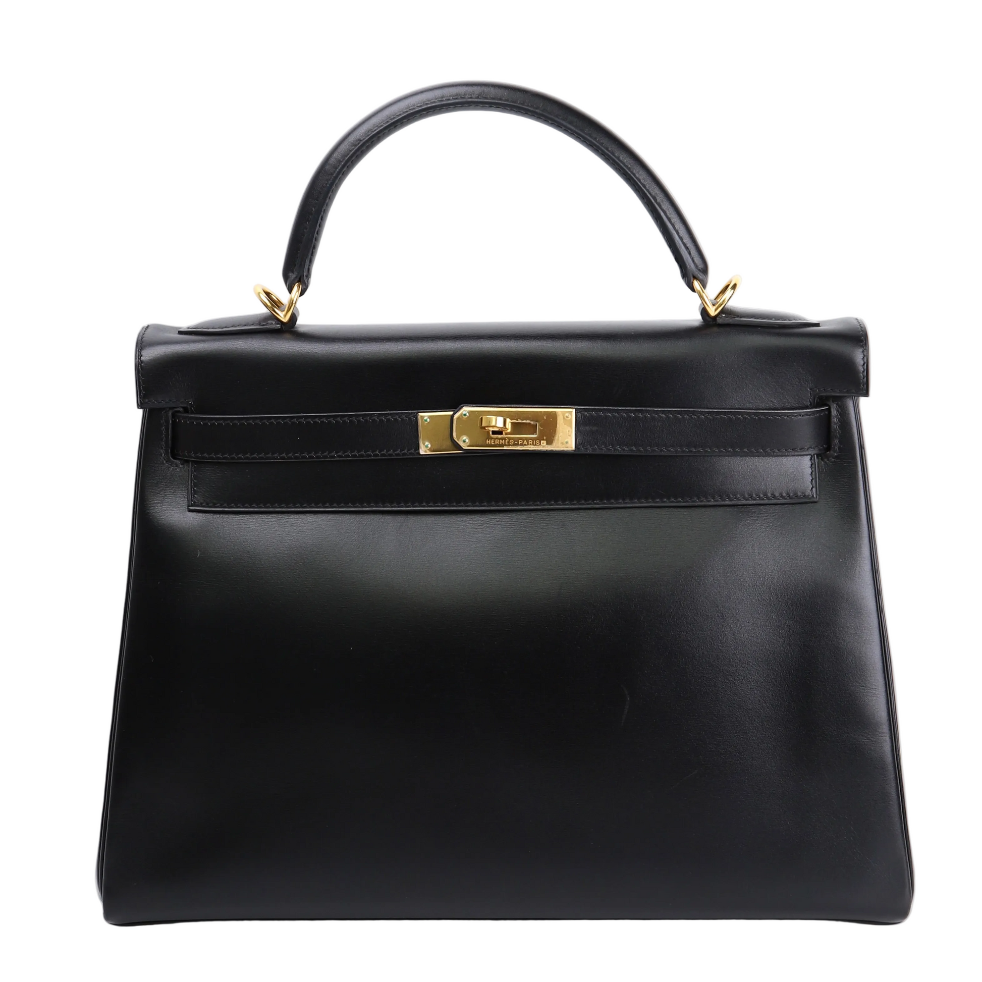 Hermes Kelly 32 Handbag in Box Calf Black 2000, front view