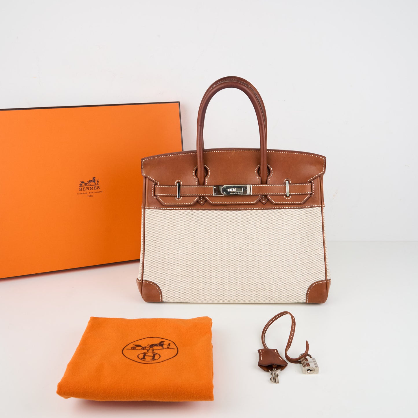 Hermes｜Birkin 30 Handbag  Barenia/Toile Faubourg Canvas 2003