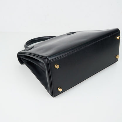 Hermes｜ Kelly 28  Black box calf  Handbag 1994