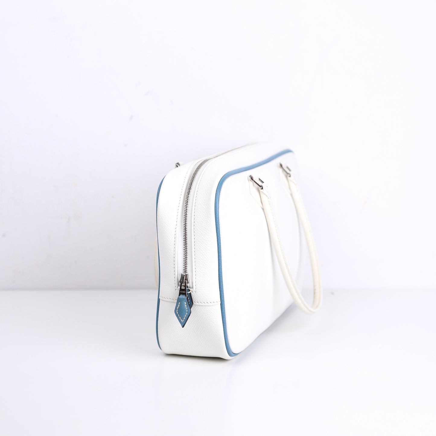 Hermes｜Plume Elan 28 Handbag Blanc/Blue Jean Epsom 2006