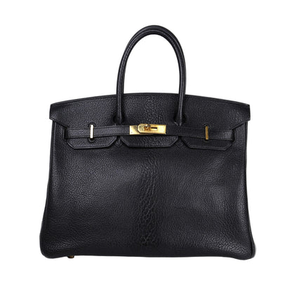 Hermes| Birkin 35 Handbag  Black Coromandel Cherve 2001