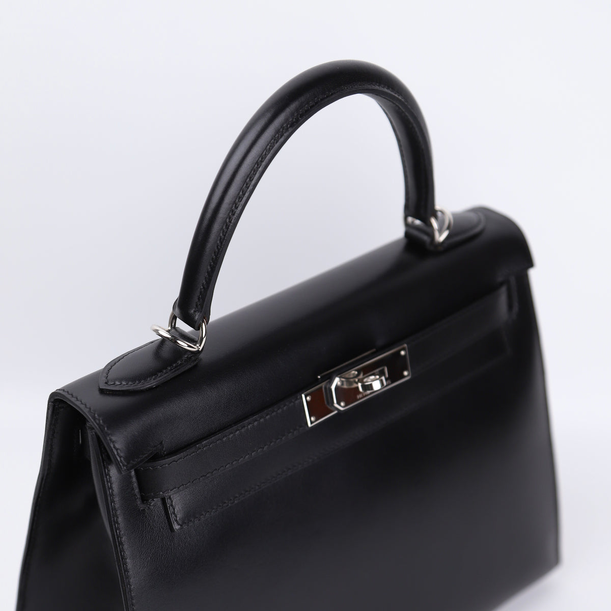 Hermes Kelly 28 Handbag in Box Calf Noir（Black）2006 PHW,hardware
