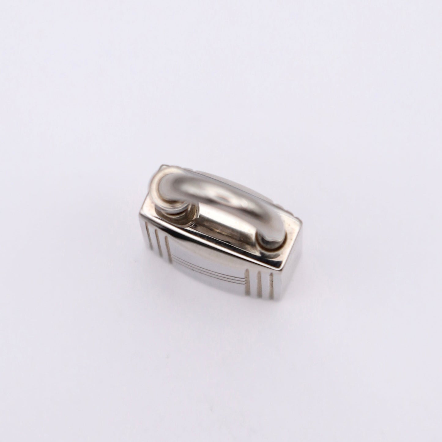 Hermes 1998 Limited Cadena Annee Aebre  Padlock Palladium Plated,top view