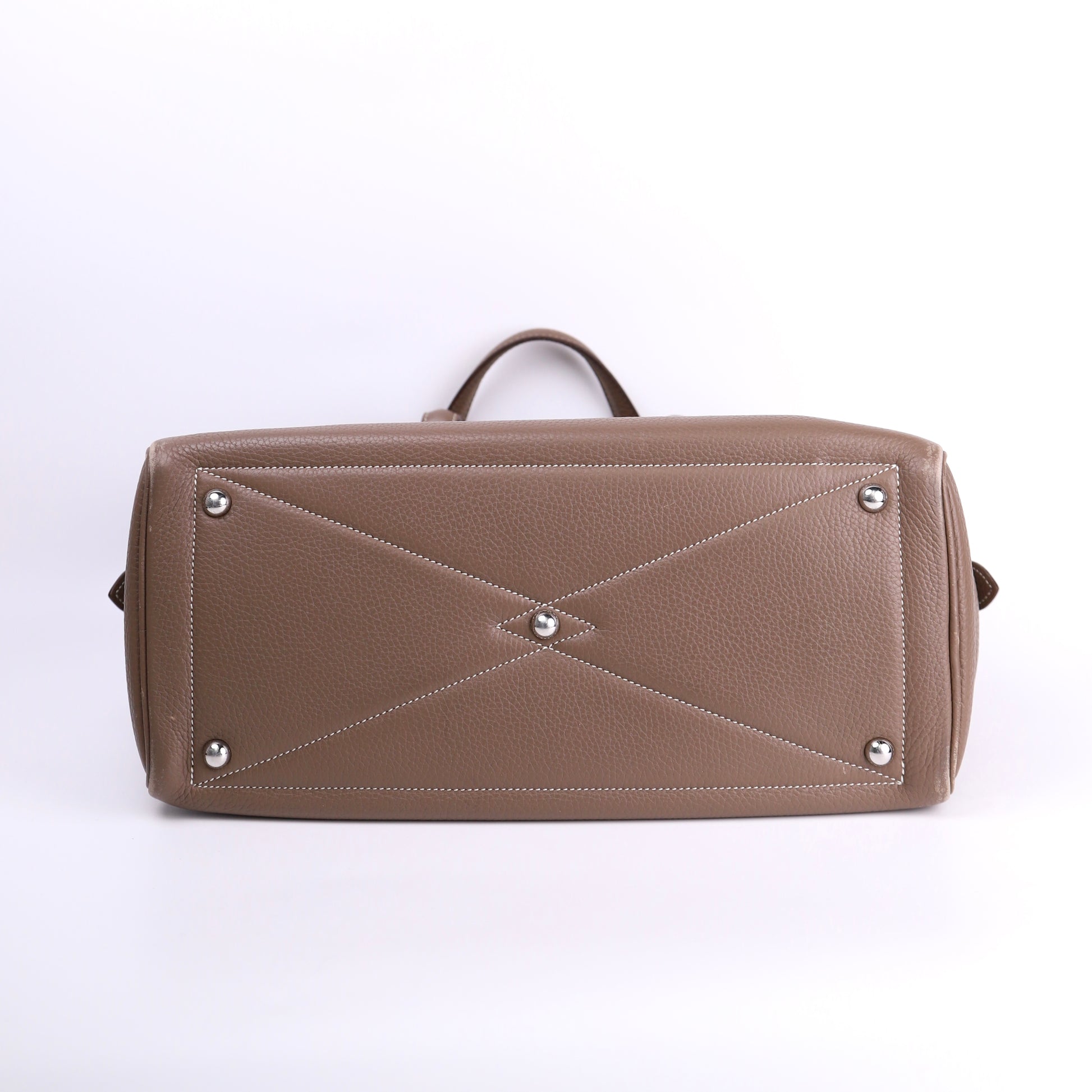 Hermes Victoria 35 Handbag in Taurillon Clemence Etoupe 2015,bottom