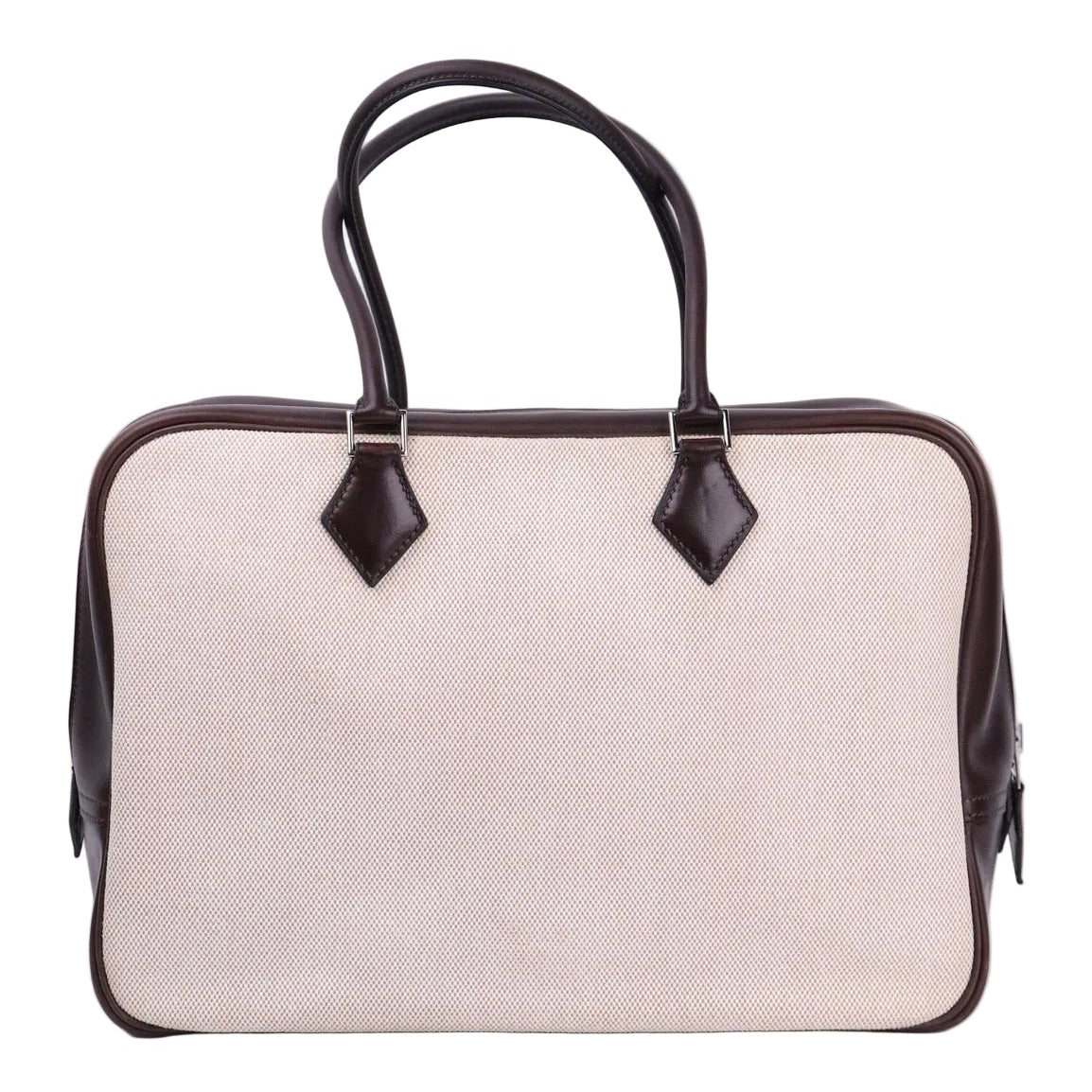 Hermes Plume 32 Handbag in Box Calf/Canvas Ebene 2002,front view