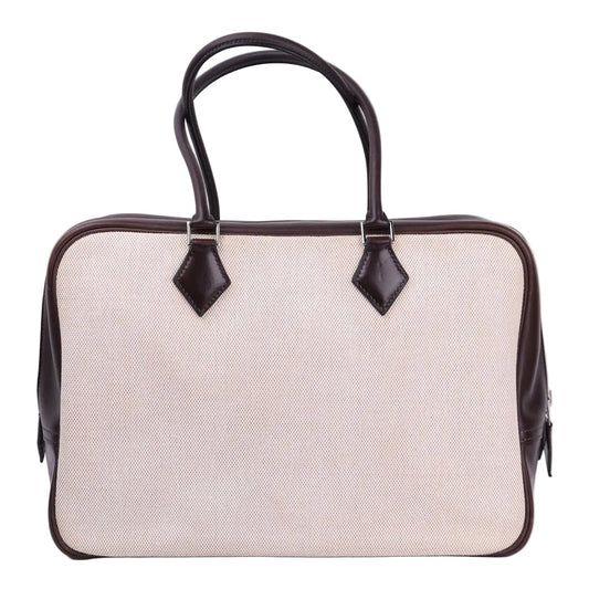 Hermes Plume 32 Handbag in Box Calf/Canvas Ebene 2002,front view
