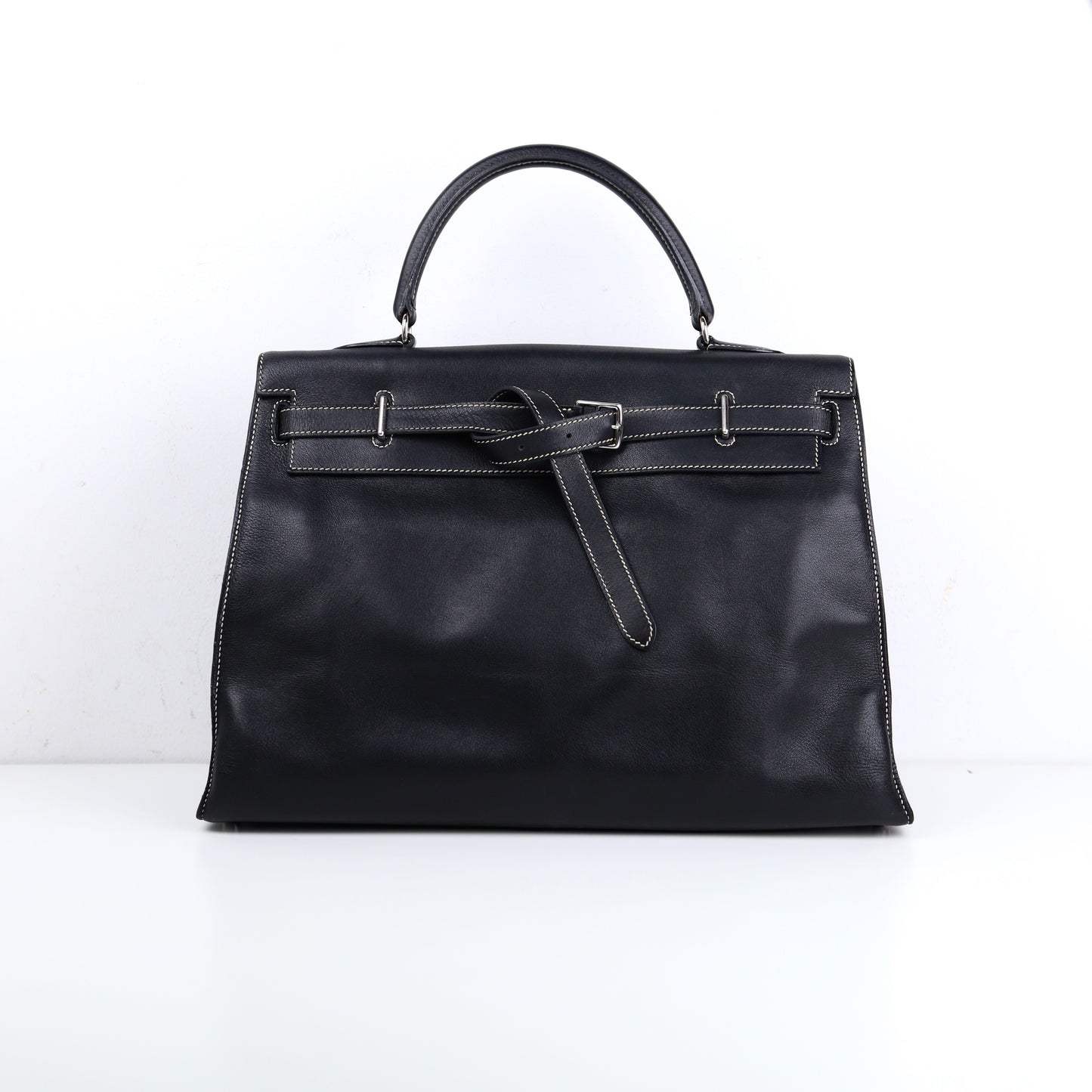 Hermes｜Kelly Flat  Handbag Black Swift 2007