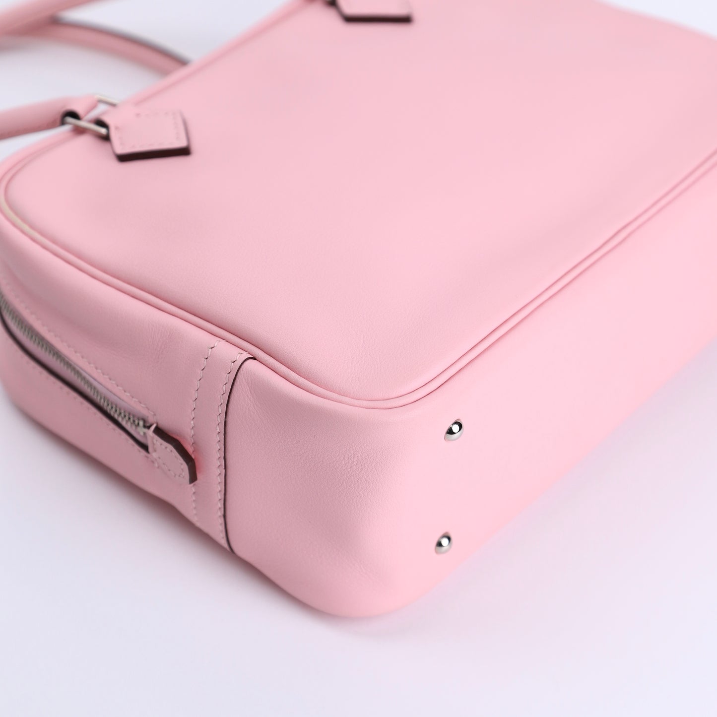 Hermes Plume Mini Handbag Plume in Rose Sakura Swift 2015, corner1