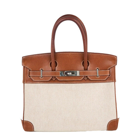 Hermes｜Birkin 30 Handbag  Barenia/Toile Faubourg Canvas 2003