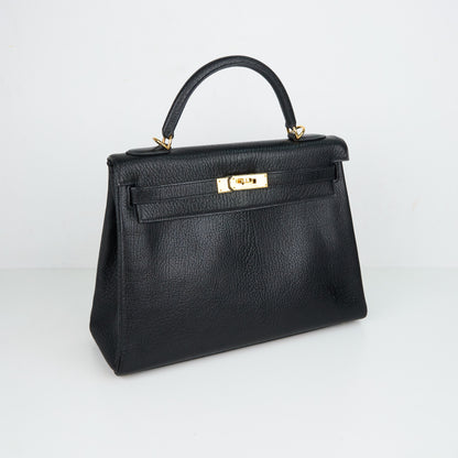 Hermes｜ Kelly 32 Handbag Black Cherve  2003