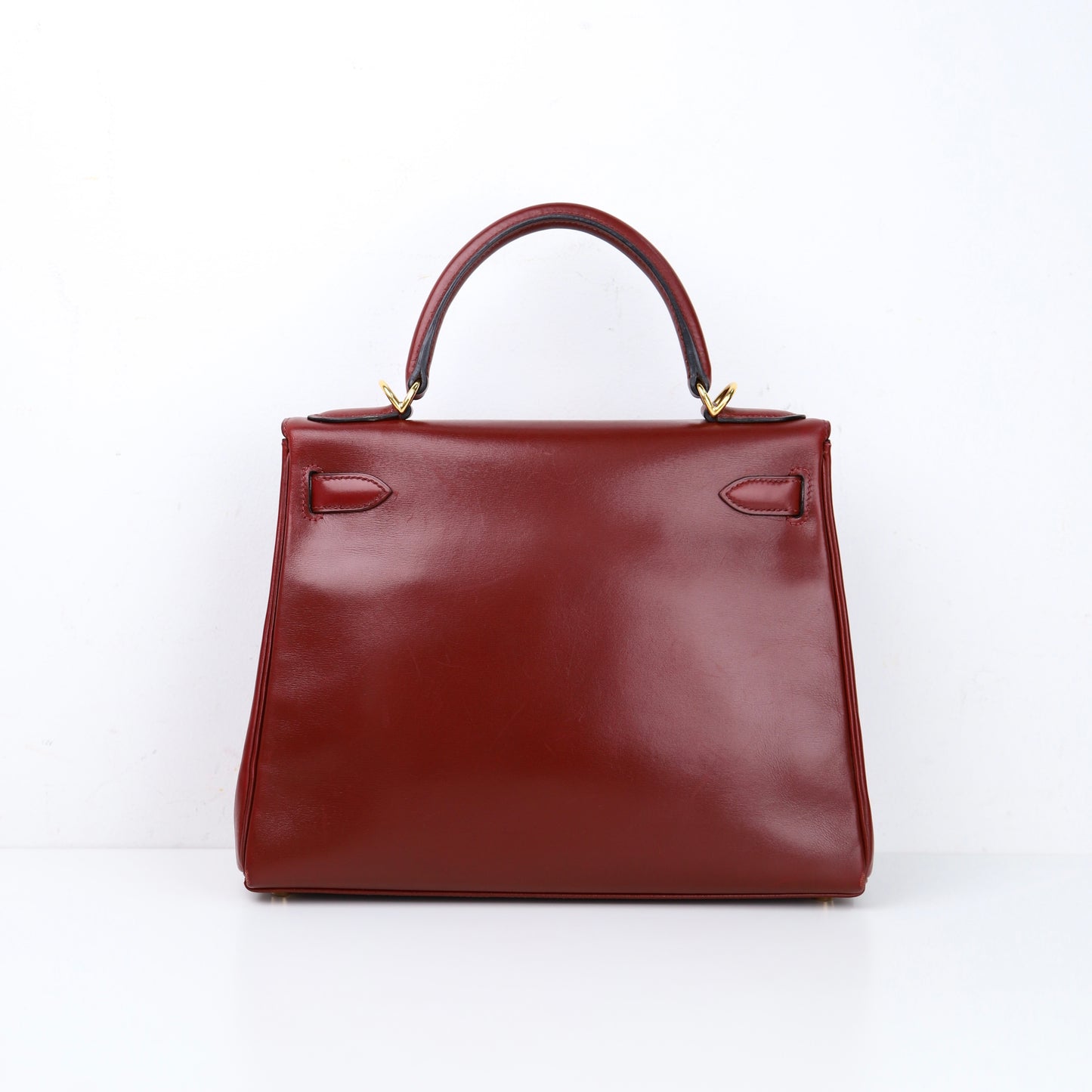 Hermes Kelly 28 Handbag in Box calf  Rouge H 2001, back view